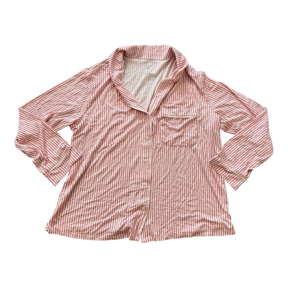 ❤️3/$15 NWOT Auden Red & White Striped Button-Front Pajama Shirt- Size XL